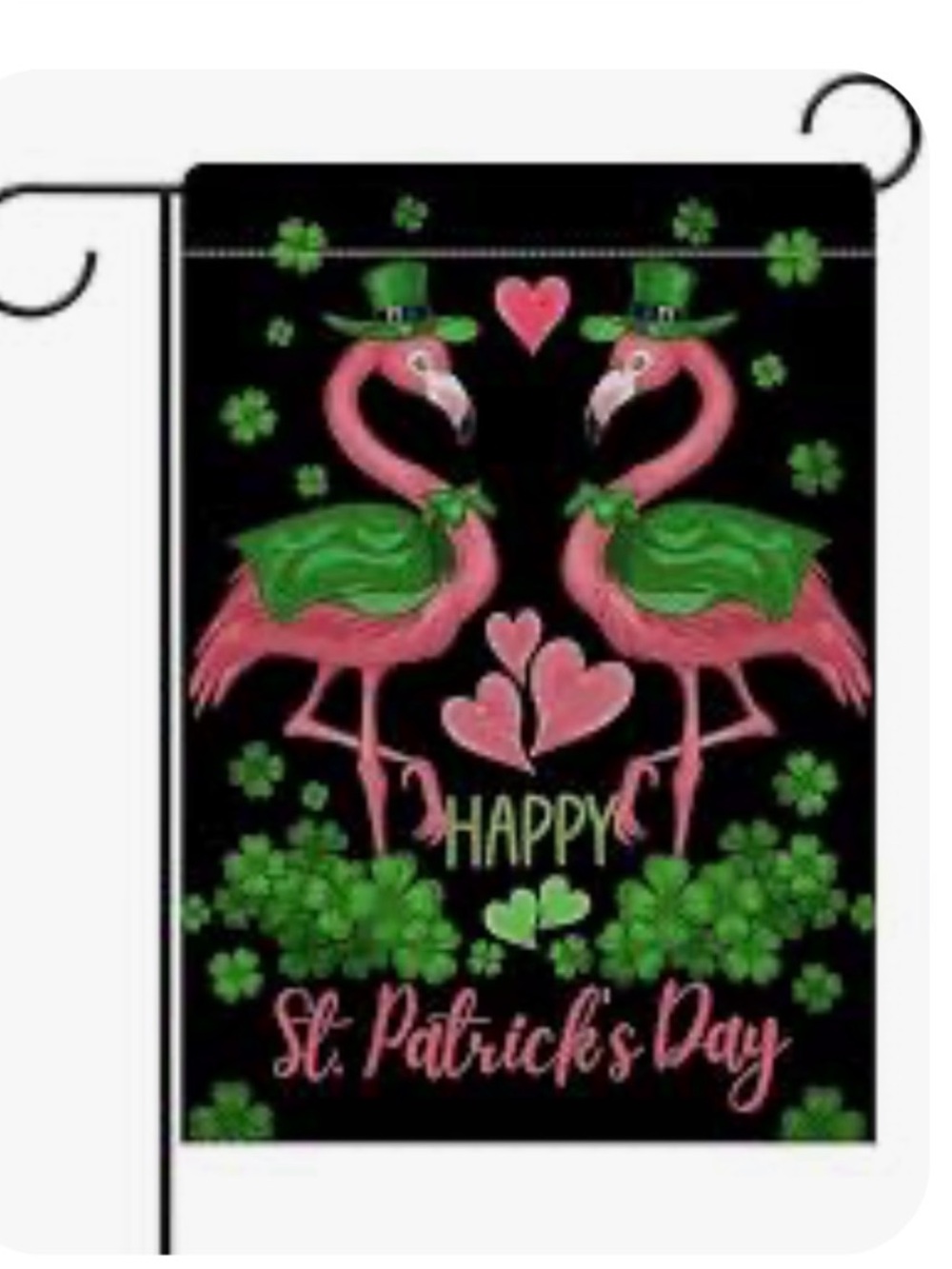 St. Patrick's Day Pink Flamingo Garden Flag
